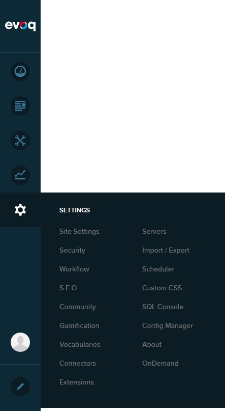 Persona Bar > Settings > Site Settings